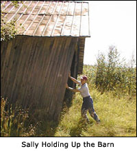Sally Holding Up the Barn